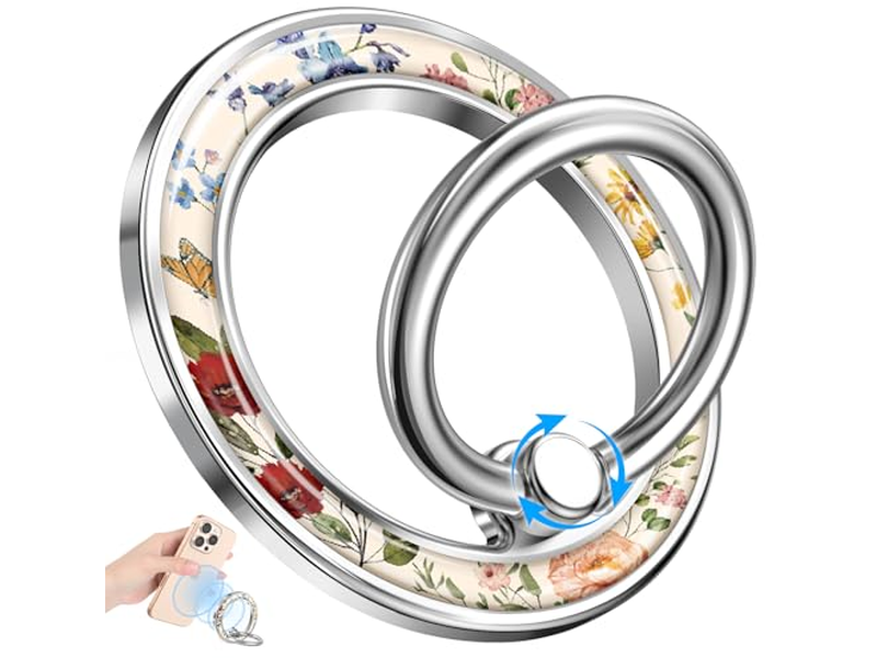 Poignée pour téléphone — Magnetic Phone Ring Holder Grip Stand with Floral Design