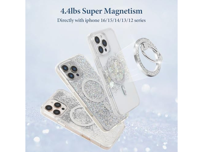 Poignée pour téléphone — Magnetic Phone Ring Holder Stand with MagSafe Accessory Silver