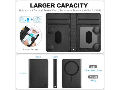 Portefeuille — Magnetic Phone Wallet with 6 Card Holders RFID Blocking Black