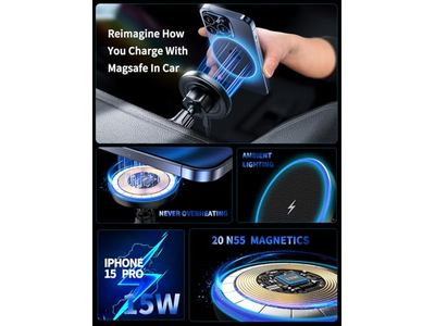 Chargeur — MagSafe Car Mount Charger 3 in 1 Wireless Car Charger