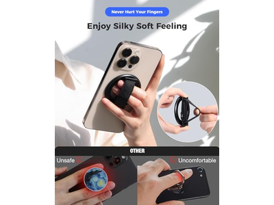 Poignée pour téléphone — MagSafe Phone Grip with Finger Strap and Kickstand Loop Black