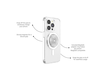 Poignée pour téléphone — Phone Grip for MagSafe with Kickstand and Secure Hold - Clear