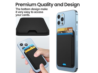 Portefeuille — 2 Pack Magnetic Wallet Compatible with MagSafe for iPhone Card Holder