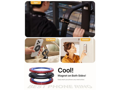 Poignée pour téléphone — Double-sided Magnetic Phone Grip for MagSafe Strong Ring Holder Blac