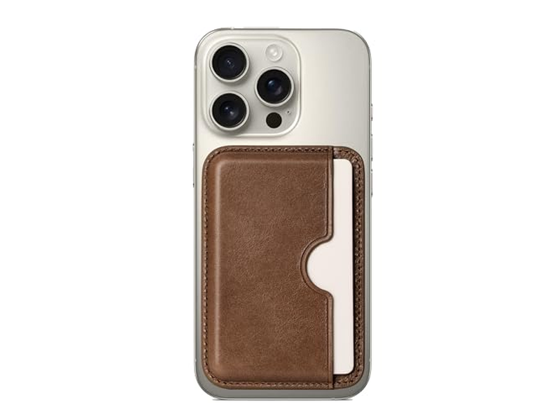 Portefeuille — Handcrafted Leather Card Wallet - Slim Magnetic - 2-Card Holder - Coco
