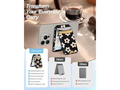 Portefeuille — Magnetic Fold Card Holder Wallet for Phones RFID Blocking 4 Cards F