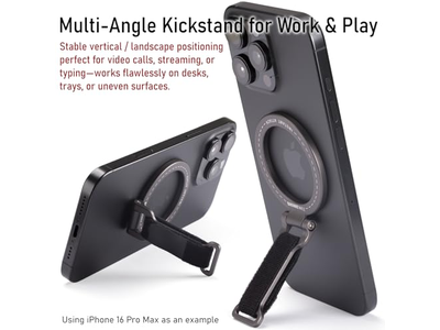 Poignée pour téléphone — Magnetic Phone Grip Kickstand with Adjustable Strap and Strong Magnets