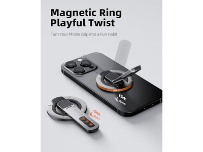 Poignée pour téléphone — Magnetic Phone Grip Stand with Finger Ring Holder and Fidget Design