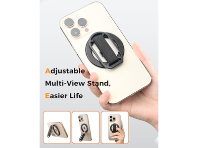 Poignée pour téléphone — Magnetic Phone Grip with Adjustable Finger Ring Kickstand for MagSafe