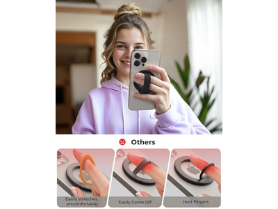 Poignée pour téléphone — Magnetic Phone Grip with Adjustable Finger Ring Kickstand for MagSafe