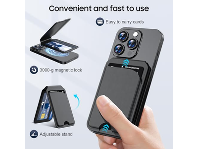 Portefeuille — Magnetic Wallet for iPhone Adjustable Leather Card Holder RFID Block