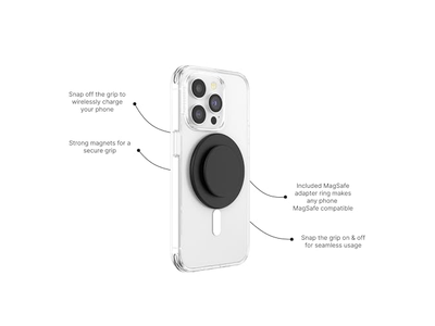 Poignée pour téléphone — Phone Grip for MagSafe with Kickstand and Magnetic Stand - Black
